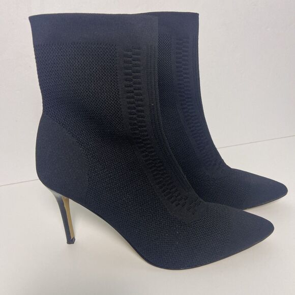 Lattice et Cie Black Knit Sock Booties Pointed Toe Stiletto Heels Sz 8 - Picture 5 of 11